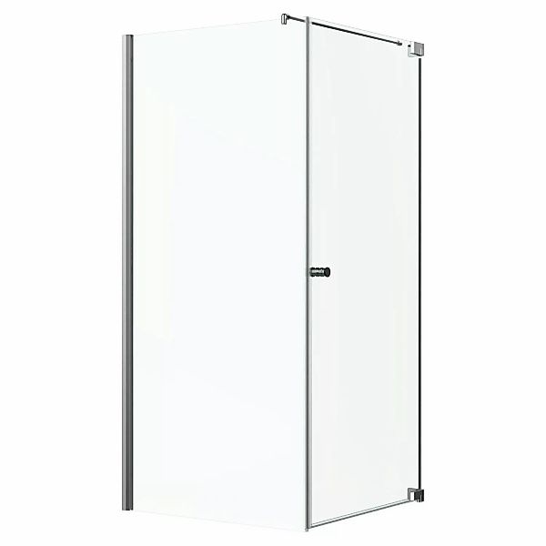 Eckdusche Brava Frame Drehtür und Wand Chrom 90 cm x 80 cm x 200 cm DIN R günstig online kaufen