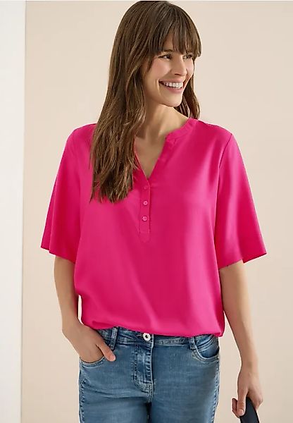 Kurzarm Bluse mit Split Neck günstig online kaufen