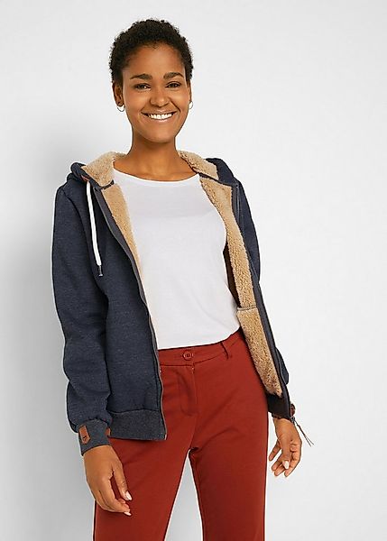 bonprix Kapuzensweatjacke mit kontrastfarbenem Teddyfutter günstig online kaufen