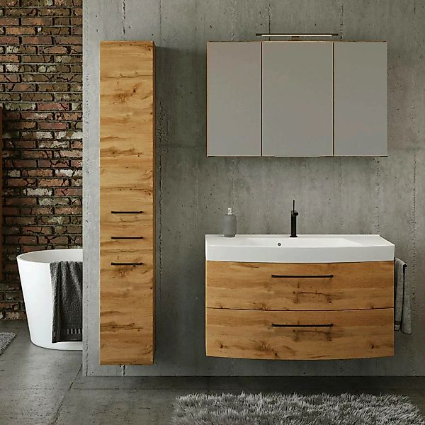 Badezimmer Set Industrial Style 100 cm Waschtisch und Hochschrank MORISSON- günstig online kaufen