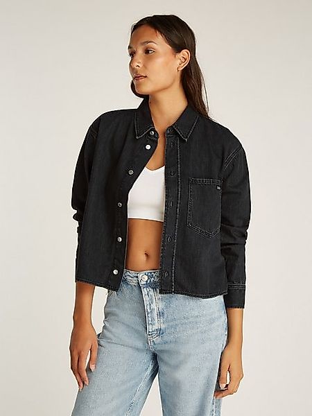 Calvin Klein Jeans Jeansbluse CROPPED DAD DENIM SHIRT in schwarzer Waschung günstig online kaufen