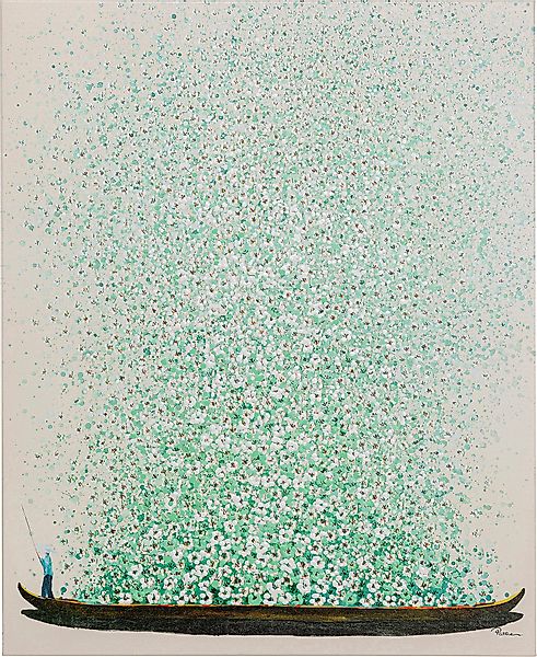 Bild - Touched Flower Boat Beige Grün 80x100 cm günstig online kaufen