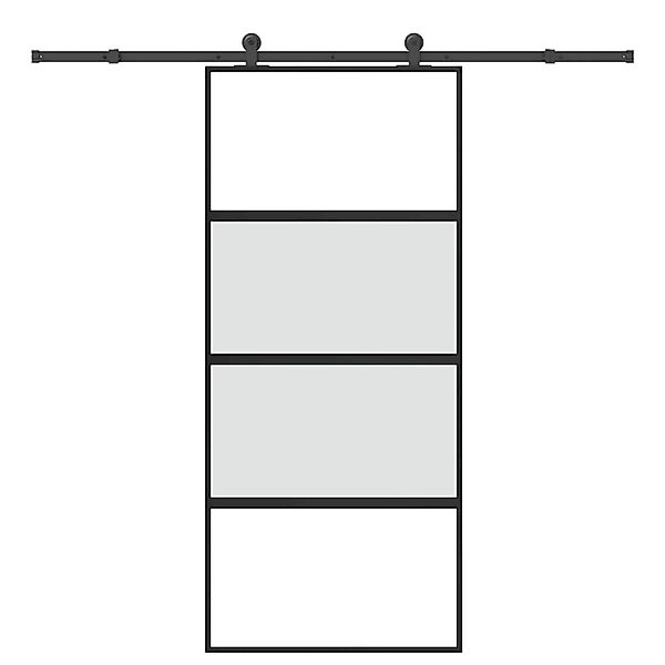 vidaXL Schiebetür mit Beschlag 90x205 cm Hartglas & Aluminium 3332999 günstig online kaufen