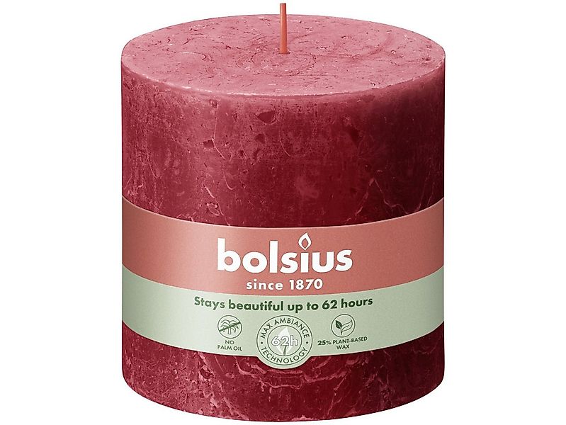 Bolsius Stumpenkerze Bolsius Rustik Stumpenkerze zartes rot, Höhe: 10 günstig online kaufen