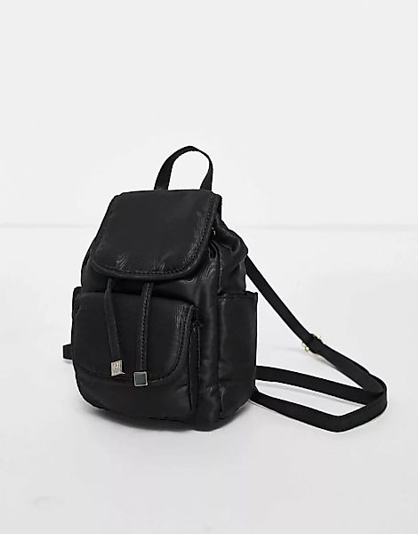 Topshop – Mini-Rucksack aus Nylon in Schwarz günstig online kaufen