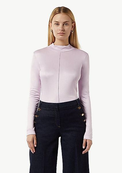 comma Langarmshirt T-Shirt Schimmerndes Viskoseshirt mit Ziernaht günstig online kaufen