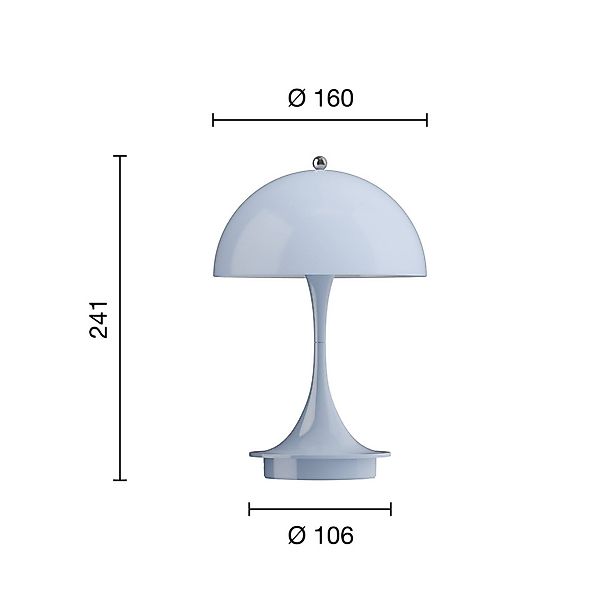 Louis Poulsen Panthella Portable 160 V3, opal hellblau günstig online kaufen
