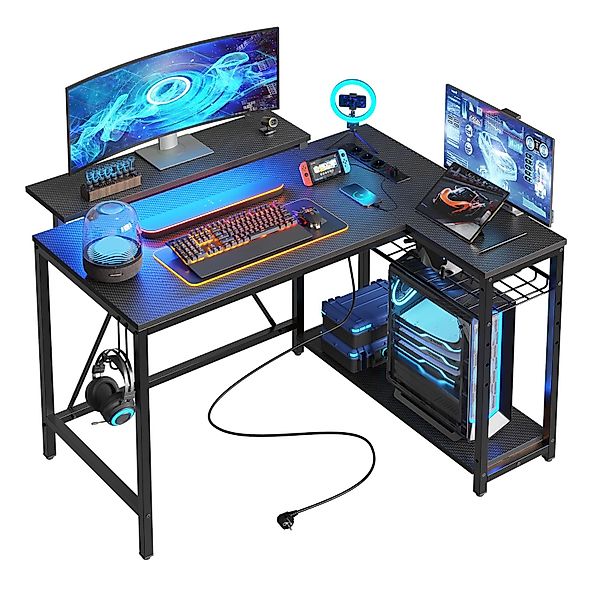 Bestier Gamingtisch Gaming-Schreibtisch L-Form mit LED, günstig online kaufen