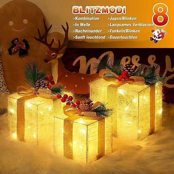 Elegear Weihnachtsfigur 3 Set LED Geschenkbox günstig online kaufen