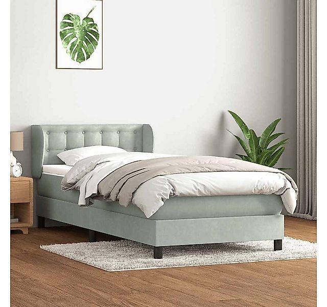 vidaXL Boxspringbett, Boxspringbett mit Matratze Hellgrau 90x210 cm Samt günstig online kaufen