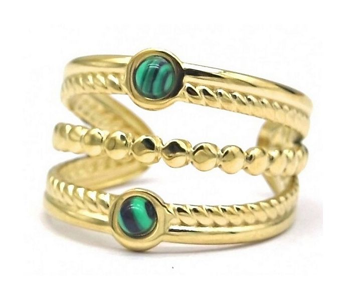 KARMA Fingerring Damenring gold Edelstahl mit türkisen Steinen verstellbar günstig online kaufen