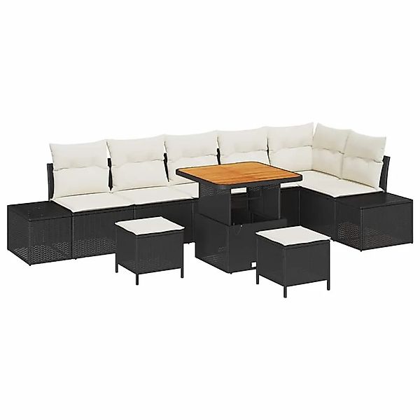 vidaXL Gartensofa-Set mit Kissen 9 Stk Schwarz Poly Rattan 3364750 günstig online kaufen