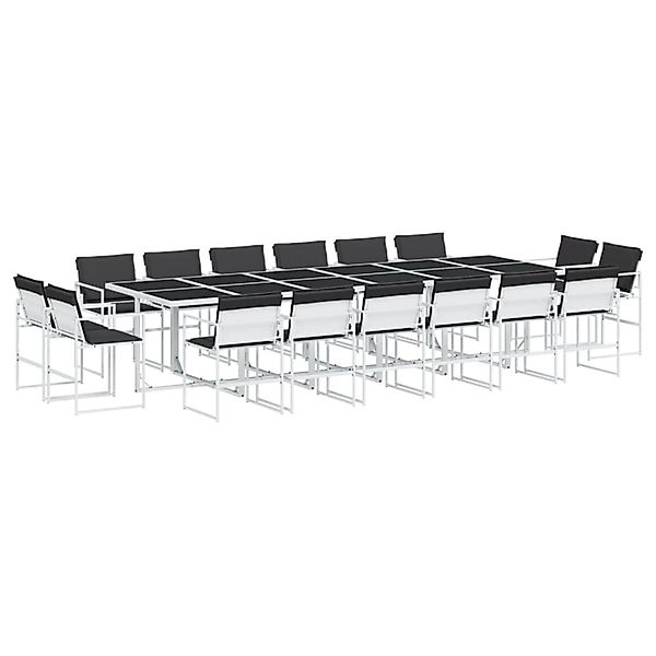 vidaXL 17-Tlg Garten-Essgruppe mit Kissen Weiß Textilene 3295112 günstig online kaufen