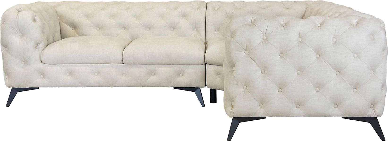 Leonique Chesterfield-Sofa "Ecksofa GLYNIS L-Form mit Wellenunterfederung, günstig online kaufen