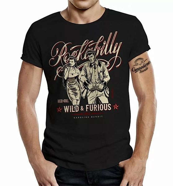 GASOLINE BANDIT® T-Shirt für Rockabilly Rock'n Roll Fans - Wild and Furious günstig online kaufen