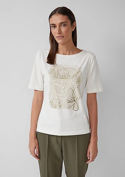 s.Oliver Kurzarmshirt T-Shirt T-Shirt mit Metallic-Frontprint günstig online kaufen