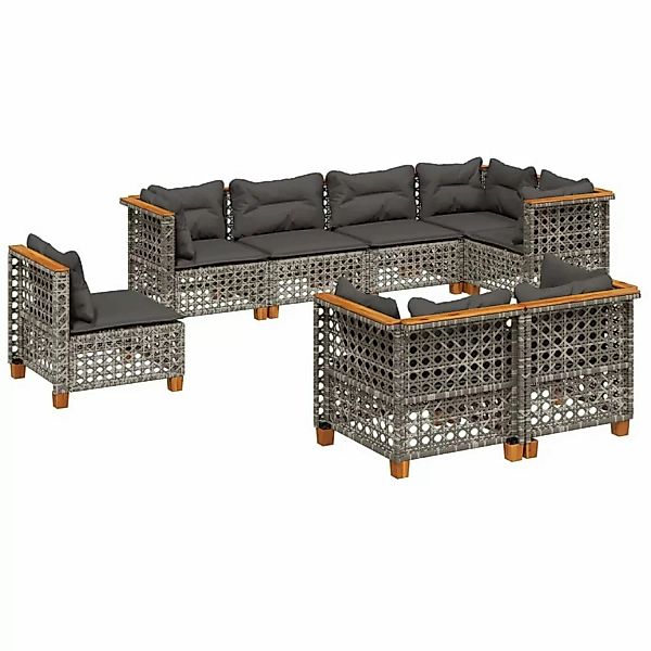 vidaXL 8-tlg Garten-Sofagarnitur mit Kissen Grau Poly Rattan Modell 165 günstig online kaufen