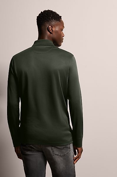 bugatti Langarm-Poloshirt mit feiner zweifarbiger Strukturoptik günstig online kaufen