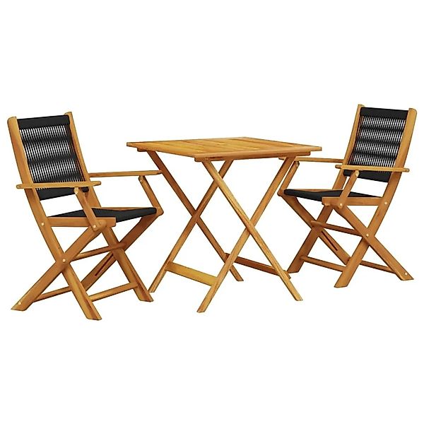 vidaXL 3-tlg Bistro-Set Schwarz Polypropylen und Massivholz Modell 7 günstig online kaufen