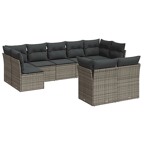 vidaXL 9-tlg Garten-Sofagarnitur mit Kissen Grau Poly Rattan Modell 19 günstig online kaufen