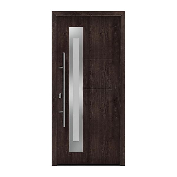 EcoStar Haustür Isopro IP 780S Eiche Dunkel 110 cm x 210 cm DIN L günstig online kaufen