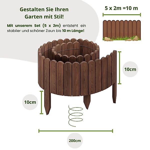 Floranica Palisade Beeteinfassung Beetumrandung Flexibler Holzzaun günstig online kaufen