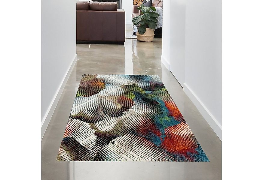 Carpetia Teppich Bunter Designerteppich mit abstraktem Muster rot blau, rec günstig online kaufen