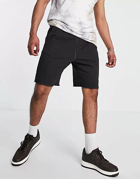 Only & Sons – Verwaschene Jersey-Shorts aus Bio-Baumwolle in Schwarz, Kombi günstig online kaufen