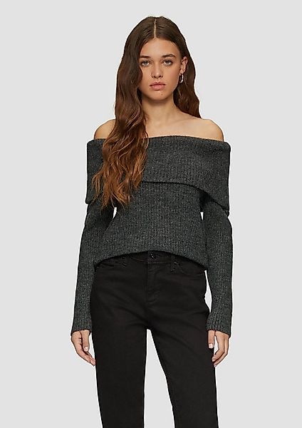 QS Longpullover Strickpullover Rippstrickpullover mit Offshoulder-Ausschnit günstig online kaufen