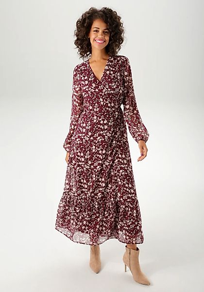 Aniston CASUAL Wickelkleid, mit grafischen Blumendruck - jedes Teil ein Uni günstig online kaufen
