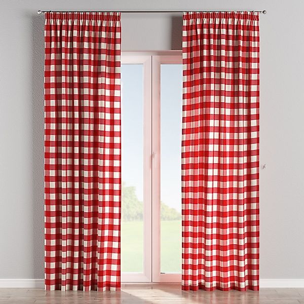 Vorhang mit Kräuselband, ecru-rot kariert, Quadro (136-18) günstig online kaufen