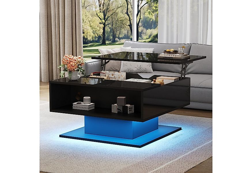 STILVORA Couchtisch mit LED,anhebbarer Sofatisch Kaffeetisch mit halboffene günstig online kaufen