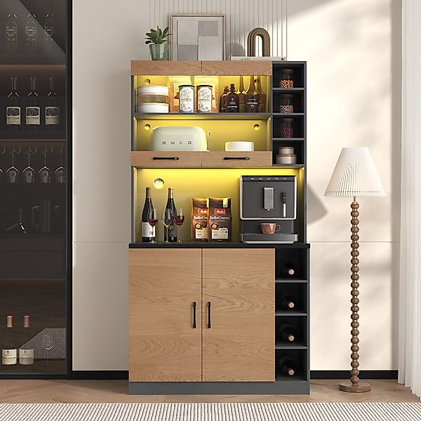 Ulife Küchenbuffet Küchenschrank, Buffet mit LED-Ambiente-Beleuchtung günstig online kaufen