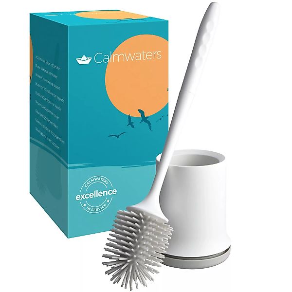 Calmwaters WC-Bürste Weiß Silikon Klebe-Wandhalterung Waschbar 28AL6132 günstig online kaufen
