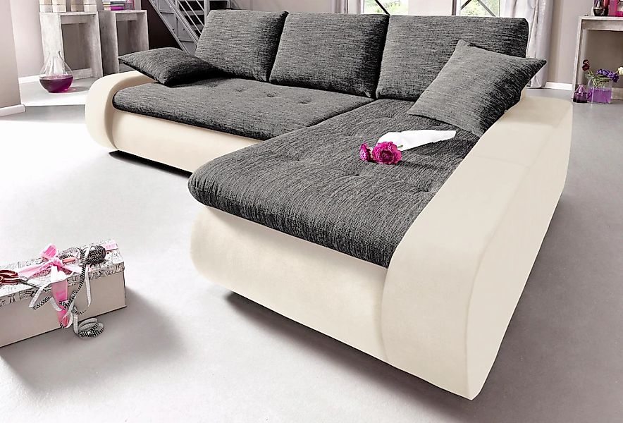 TRENDMANUFAKTUR Ecksofa »Indie, modern und bequem, Materialmix, L-Form«, wa günstig online kaufen