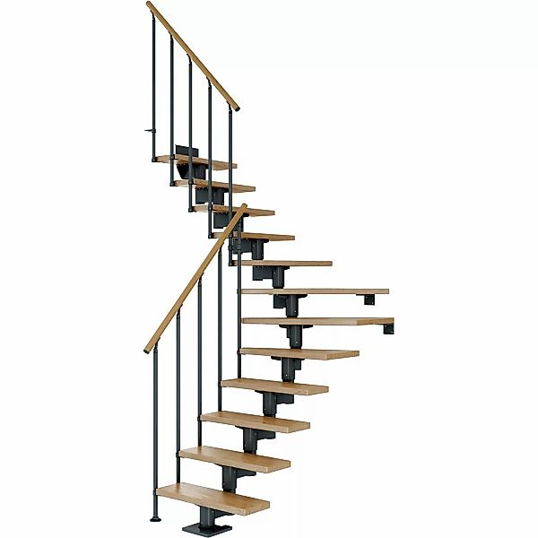 Dolle Mittelholmtreppe Cork Eiche Anthrazit GH b. 292cm 1/4 Gewendelt 75 cm günstig online kaufen