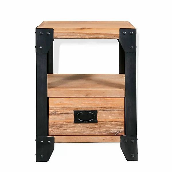 Nachttisch Akazienholz Massiv Stahl 40 X 30 X 54 Cm günstig online kaufen