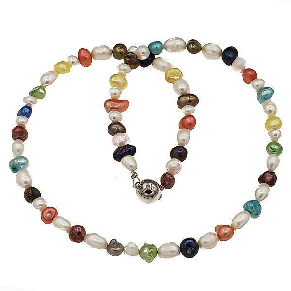 Perlenkette Kette mit Zucht Perlen bunt günstig online kaufen