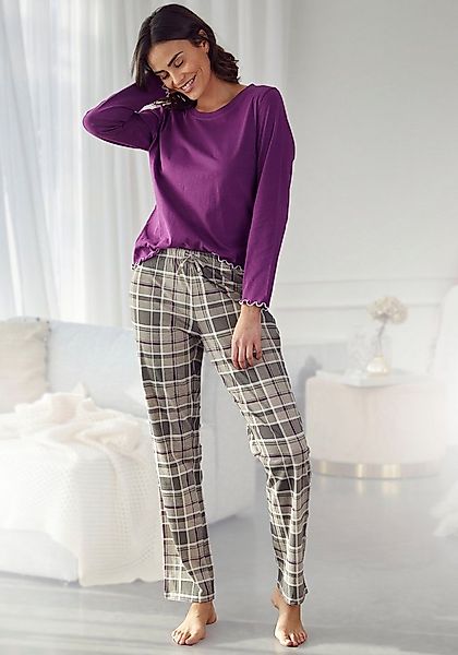 LASCANA Pyjama (2 tlg., 2-teilig) mit Flanellhose im Karomuster günstig online kaufen