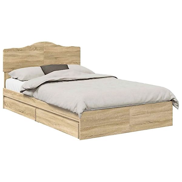 vidaXL Stauraumbett Sonoma-Eiche 135 x 190 cm Holzwerkstoff 3413105 günstig online kaufen