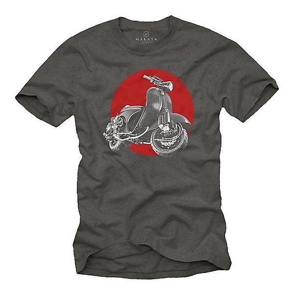 MAKAYA T-Shirt Herren Vintage Roller Motiv Italia Racing Scooter Hippie Sty günstig online kaufen