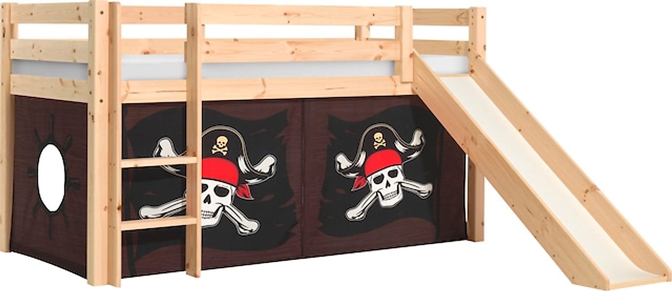 Vipack Spielbett "Pino, Kiefer massiv, mit Rolllattenrost u. Textil-Set, Ma günstig online kaufen