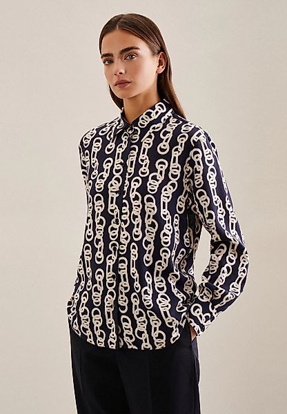seidensticker Hemdbluse "Schwarze Rose", Langarm Kragen Kettenprint günstig online kaufen