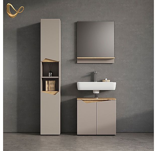 Livinity® Waschbeckenunterschrank Timavo, Greige/Artisan-Eiche, 60 x 57.5 c günstig online kaufen