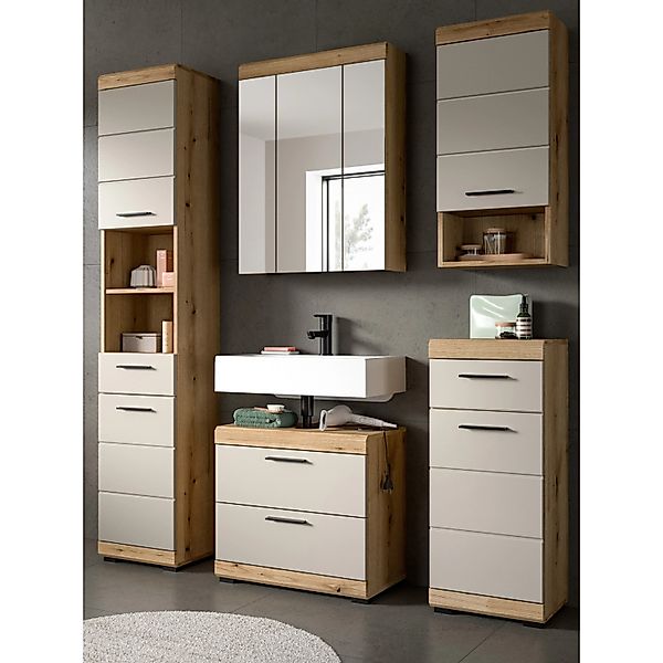 Inn.Furn Badmöbel Set in Sand und Eiche 5-teilig 164 cm Shawn günstig online kaufen
