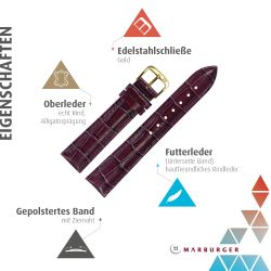 MARBURGER Uhrenarmband 14mm Leder Alligator Prägung günstig online kaufen