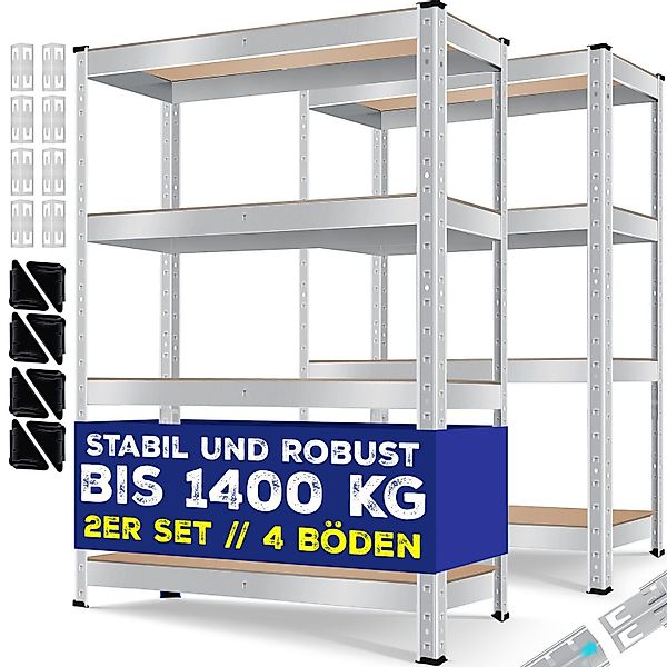 MASKO Schwerlastregal, 2er-Set Lagerregal Schwerlastregal, Kellerregal günstig online kaufen