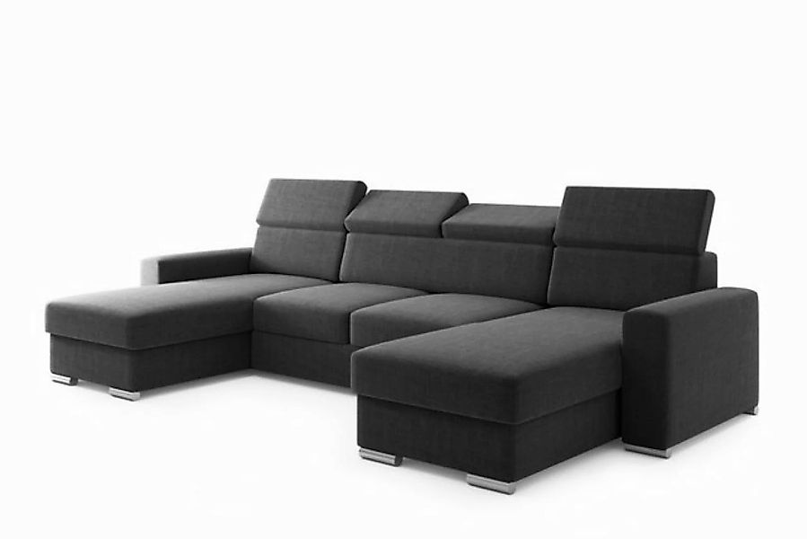 inter Sofa Wohnlandschaft U-Form VALENCIA Webstoff Anthrazit, Soafagarnitur günstig online kaufen