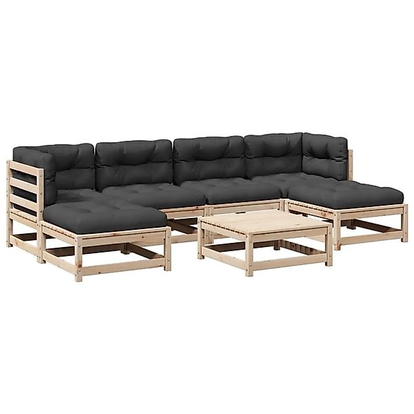 vidaXL 7-Tlg Garten-Sofagarnitur mit Kissen Massivholz Kiefer 3295822 günstig online kaufen