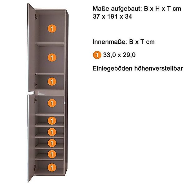 Lomadox Garderobenschrank MAIA-19 Schuhschrank in weiß mit Spiegelfronten, günstig online kaufen